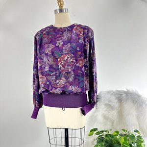 Vintage 80s Castleberry Neiman Marcus Needlpoint Abstract Print Blouse Top M